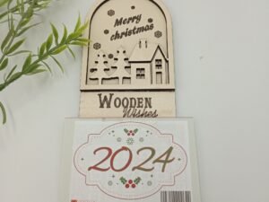 Ξύλινο ημερολόγιο χιονισμένο τοπίο.