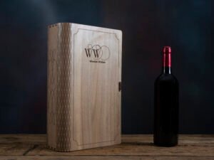 Ξύλινο ξαπλωτό κουτί διπλής φιάλης τύπος βιβλίου Κωδ.1402