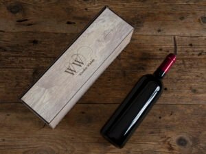 Ξύλινο κουτί μονής φιάλης με ανοιγόμενο καπάκι Κωδ. 1501