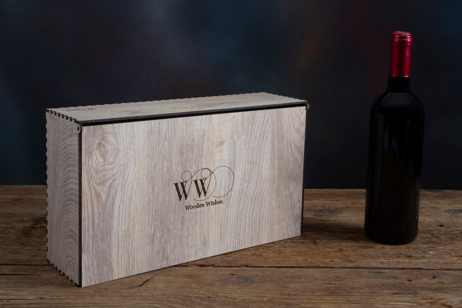 Ξύλινο κουτί διπλής φιάλης με ανοιγόμενο καπάκι Κωδ. 1502 - Image 2