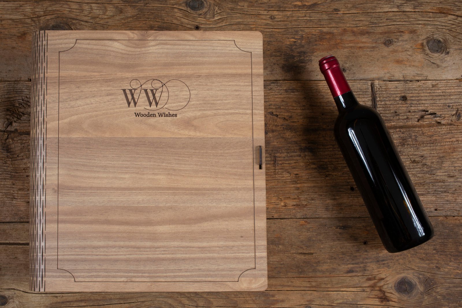 Ξύλινο ξαπλωτό κουτί 3πλης φιάλης τύπος βιβλίου Κωδ.1403 - Image 3